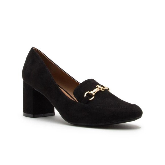 Qupid Shoes New Qupid Black Suede Horsebit High Heel Loafer Size 65